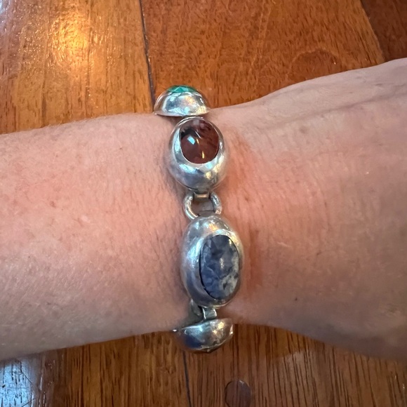 Taxco Jewelry - Vintage TAXCO Sterling Silver Cabochon Bracelet